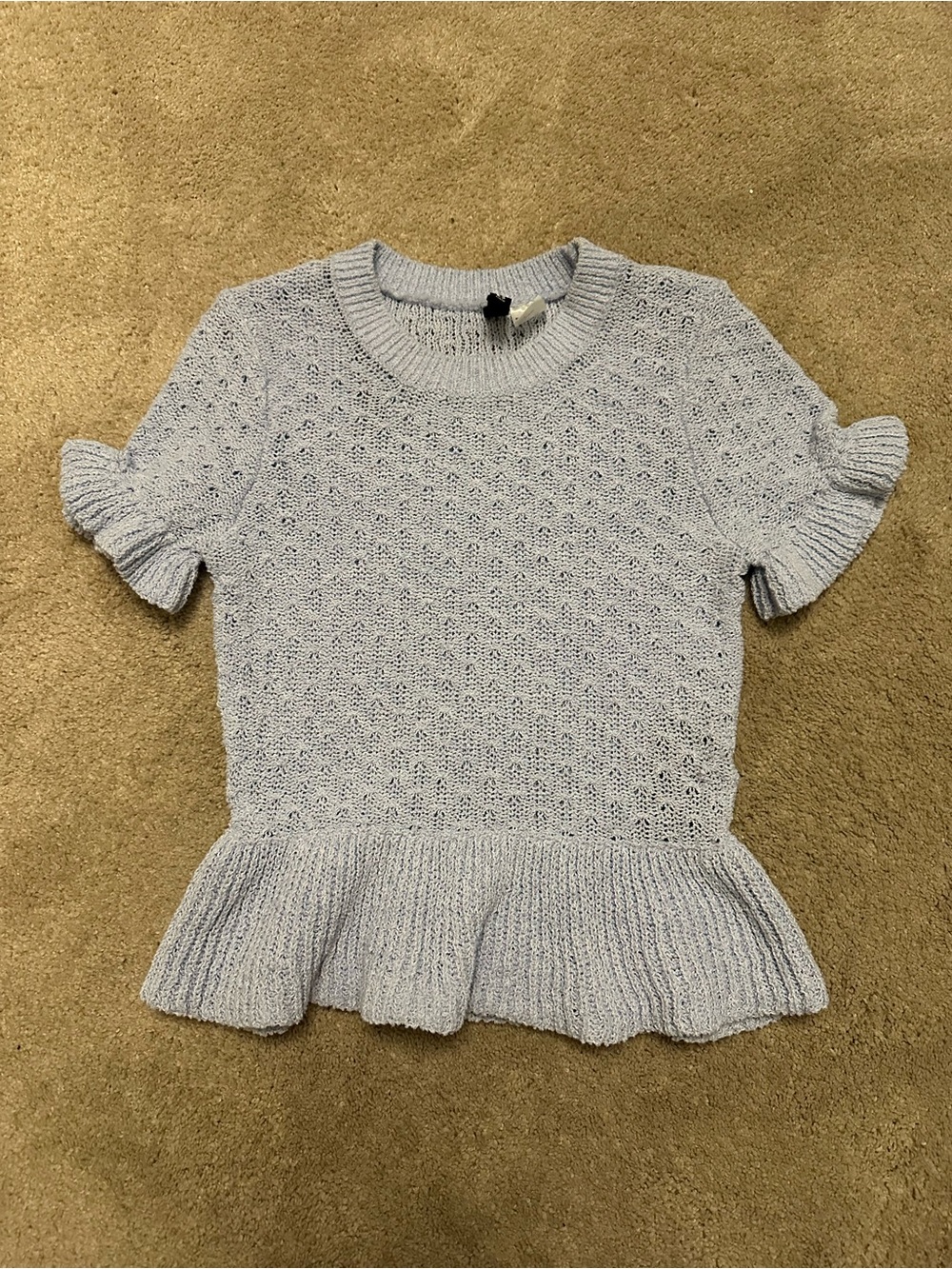 H&M Light Blue Open Knit Peplum Sweater